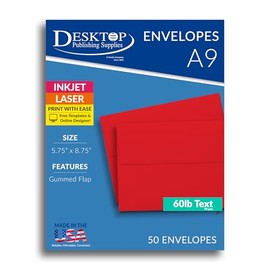 Red A9 Envelopes - 50 Envelope Pack - 5 3/4" x 8 3/4" Size