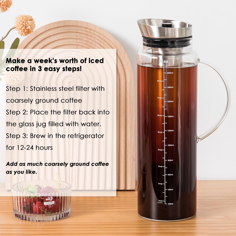 Aquach 68 Oz Cold Brew Coffee & Iced Tea Maker