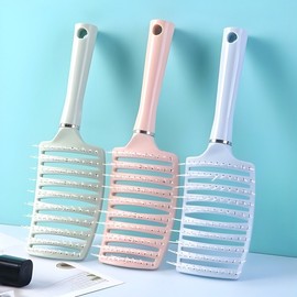 Volume Hair Styling Brush Rib Comb Blue 7ea
