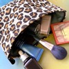 WeddHuis Pink Leopard Print Cosmetic Bag for Women, Large Capacity,