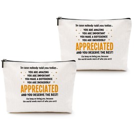 CQM 2pcs Inspirational Makeup Bag Employee Thank You Appreciation Gifts Cosmetic Bag Zipper Pouch Encouragement Gifts for Women Coworkers Boss Lady Manager Friend Christmas Birthday Gift