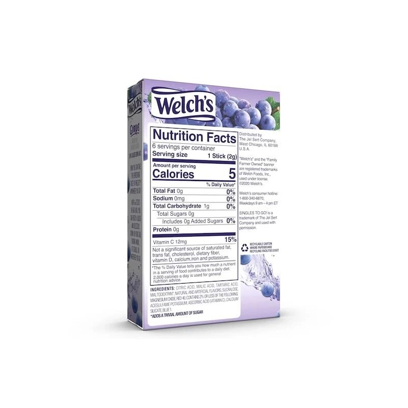 SINGLES TO GO! Welch's Singles To Go Grape Drink Mix
