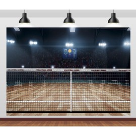 CORFOTO 7x5ft Volleyball Court Backdrop Timer Spotlight Audience Sports Theme Volleyball Area Background Sports Game Party Decorations Artistic Portrait Wallpaper Photo Booth Studios Props