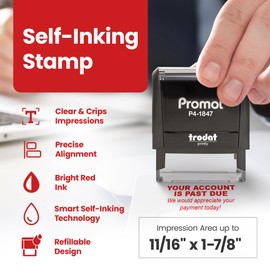Promot Stamp Your Account is Past Due - We Would Appreciate Your Payment Today! - Self Inking Rubber Stamp in Red Ink
