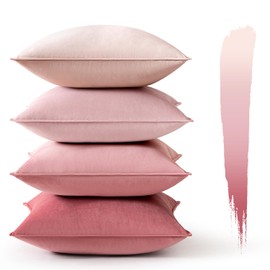 MIULEE Set of 4 Velvet Cushion Covers, 40 x 40 cm, Pink Series, Decorative Cushion Cover, Sofa Cushion, Decorative Cushion, Wrapped Edge Cushion Covers, Decorative Cushion Cover for Sofa, Living Room,