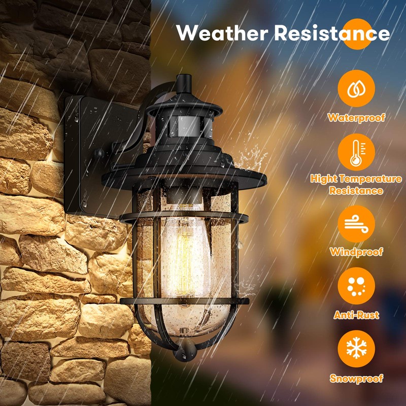 Motion Sensor Outdoor Wall Lantern Dusk to Dawn Waterproof Exterior