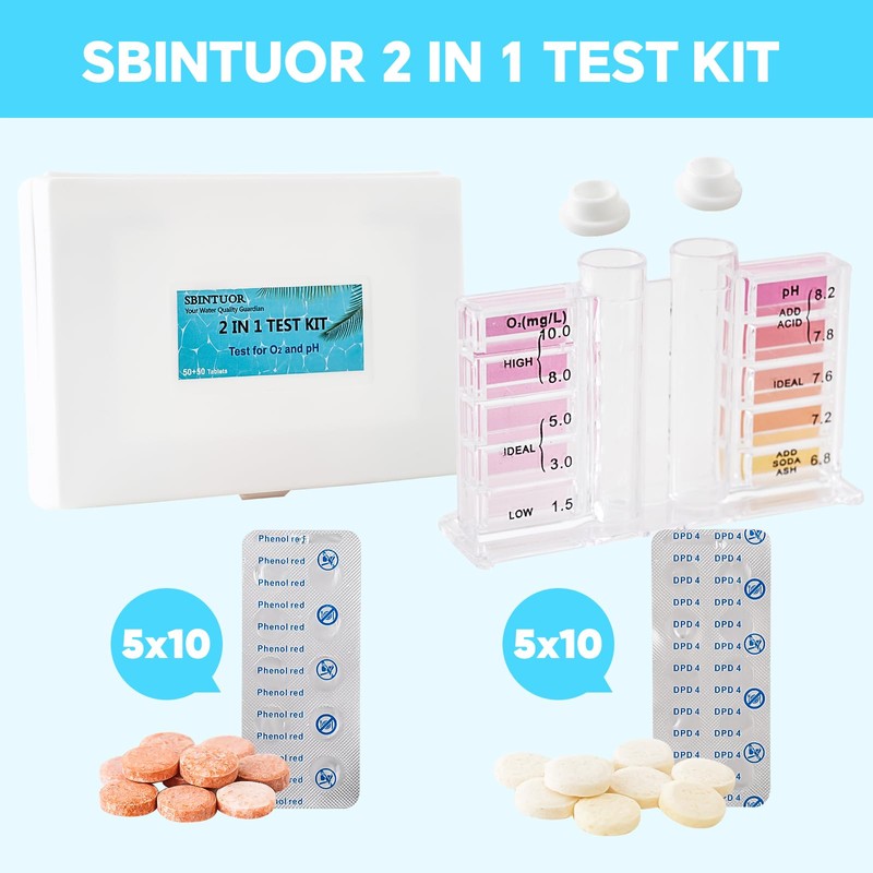 SBINTUOR 2 in 1 Set Pool Tester pH and Oxygen,