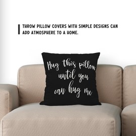Sufamb Hug This Pillow Until You Can Hug Me Reversible Decor Throw Pillow Case Decor for Home Bedroom, 20'' x 20'' Black Pillow case,Gift Wife,Husband,Wedding Anniversary,Long Distance Relationship