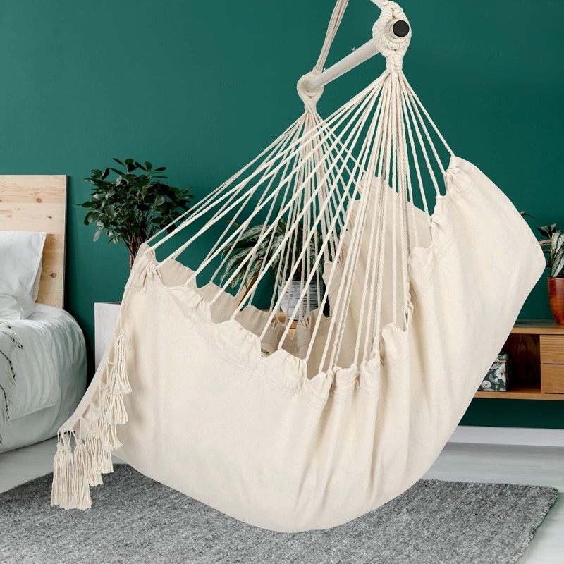 Y- STOP Hammock Chair Hanging Rope Swing, Max 500 Lbs,