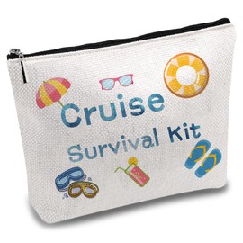 CREATCABIN Cruise Survival Kit, Canvas Makeup Bags, Travel Cosmetic Bag, Multi-Purpose Case, Iron-On Zip Bag, Purse, Toiletry Bag, Portable For, Nurse, Gifts, 25 x 18 cm