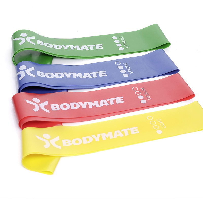 Bodymate Exercise Bands, Set of 4 Strengths and Carry Bag,