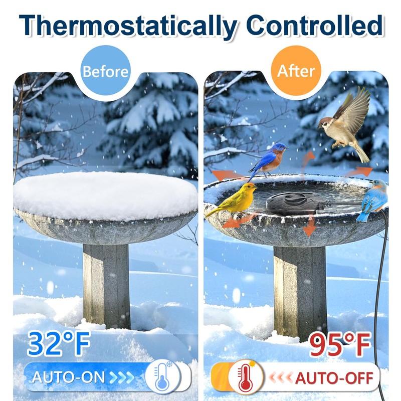 Webuys Bird Bath Heater for Outdoors in Winter, 100W Birdbath