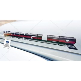 Decal Mods Wrangler Hood Graphic Decals Stickers fits Jeep Wrangler JK & JL (2007-2023) Black & White Flag Thin Red Line No Stars Black Outline (Set of 2) | FJ6V7