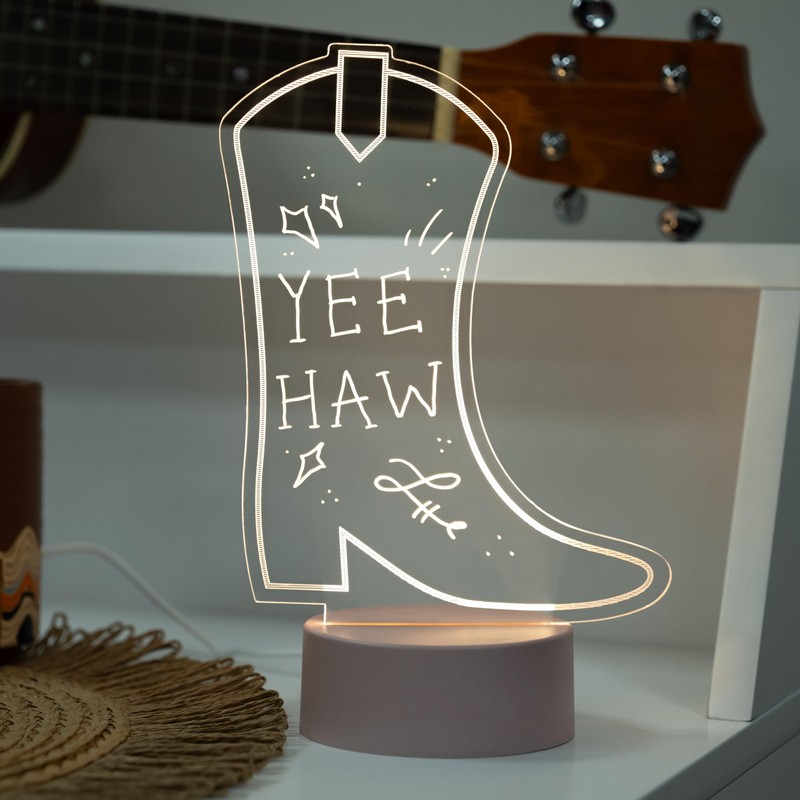 Fizz Creations Cowboy Boot Write On Neon Light. USB-Powered Write