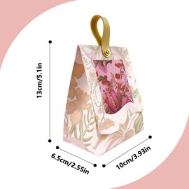 20PCS Rose Goodie Bags, Mini Gift Bags with PU Handle for Party Favors Treat Boxes Wedding Bridal Baby Shower Birthday Party Presents 3.9"x2.6"x1.4"(Sakura Pink)