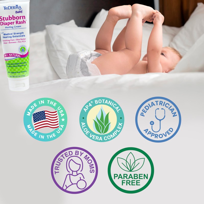 TriDerma MD Baby Stubborn Diaper Rash Relief Cream, Healing for