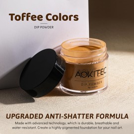 Aokitec 28 g Dip Powder, Toffee Colour/Light Brown Dip Acrylic Powder for Long-lasting 28+ Dip Nails Nail Powder for Nail Art Beginner & Professional, No Need Drying
