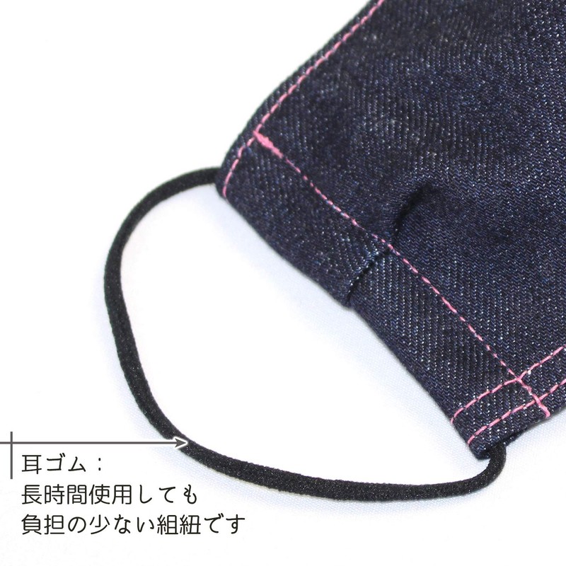 Japan Blue Denim Mask, Made in Japan, Peach Stitching, Approx.