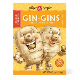 GIN GINS Double Strength Ginger Hard Candy – 100% Natural Candy by The Ginger People – Individually Wrapped Healthy Treats - Made with the Fresh Rhizome, 4.5oz Boxes - Pack of 12