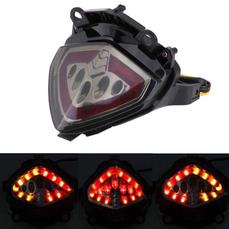 MZS Motorcycle Tail Light, LED Integrated Turn Signal Blinker Clear