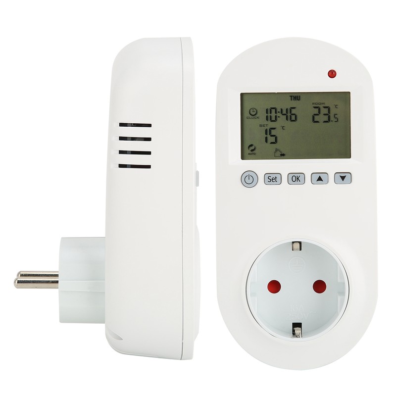 16A Plug‑in Thermostat Programmable Electric Heating Temperature Controller