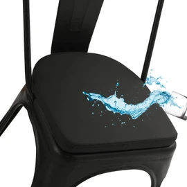 BUYUE 14" Magnetic Seat Cushion for Metal Stackable Kitchen Chair, Luxury PU Leather Waterproof Café Restaurant Bistro Patio Dining Chair Pad (U-Shape, Black, 1 Count)