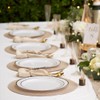 MATANA 50 Premium White Plastic Dinner Plates with Gold Rim,