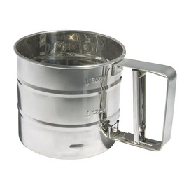 EUROHOME Kitchen Sieve Made of High-Quality Stainless Steel – One-Hand Flour Sieve with Fine Sieve – Baking Sieve Kitchen Sieve 10 x 9 cm with Practical Scale – Dishwasher Safe Baking Strainer