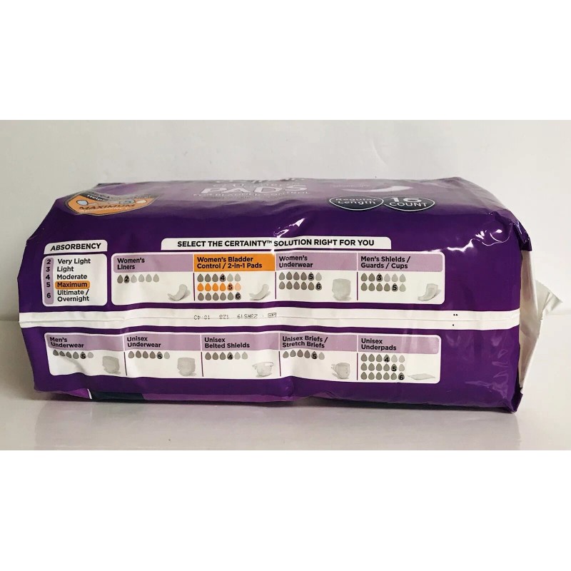 Certainty ~Women’s Pads for Blodder Control ~ Maximum Absorbency/ Regular