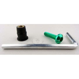 Set of 10 Anodised Motorcycle Aluminium Screws Hexagon Socket Lens Head with Rubber Green with Washers and Rubber Bearing Lock Nut M6 x 20