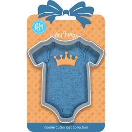 R & M International 8010 Baby Bodysuit Shaped Tinplated Steel Cookie Cutter, 4", Gift Tag Carded
