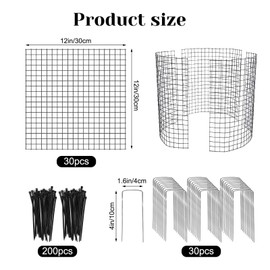 10 Pack Round Plant Protector from Animals, 12'' x 12'' Metal Plant Cages，30Pcs Metal Mesh to Keep Animals Out, Garden Protection Bunny Barricades, Wire Plant Protectors for Rabbits Chicken Duck