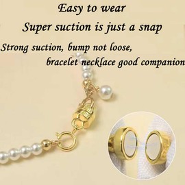 Oilzorr 925 Silver Magnetic Necklace Clasps, Magnetic Necklace Clasps and Closures for Bracelet Necklace Extender (4pcs Gold)