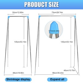 Roadtime Portable Travel Clothes Rack, 13-28 Inch Retractable Clothes Airer, Foldable Floor Stand, Clothes Hanger, Clothes Rails for Laundry at Home, Camping, Outdoor Travel