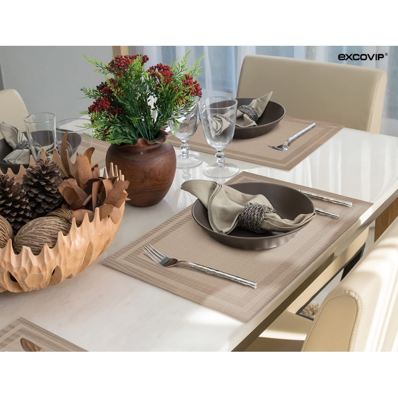 Heat-Resistant Crossweave Woven Dinning Table Set of 8 Placemat PVC