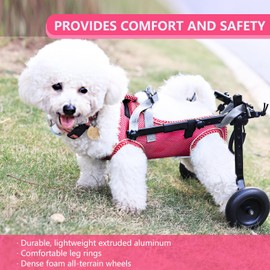 Updated Dog Wheelchair for Back Legs, Small Dog Wheelchair with Wheels, Light Weight Pet Wheelchair for Leg Support Helps Senior,Injured,Paralyzed, M & Pink