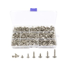 LBY 900pcs M2.3 M2.6 M3 Truss Head Self-Tapping Screws, Wafer and Pan Head Washer Screws, 9 Sizes Assortment Kit, Carbon Steel (Nickel-Plated)