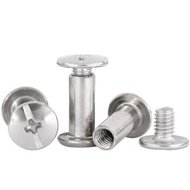 Leliafleury M4*4 Chicago Binding Screws 20Pcs Stainless Steel Phillips Screws Flat Cross Head Metal Rivets Chicago Screw Posts for Craft Collar Purse Belt Handbags