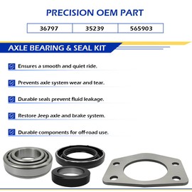 GOLKNHA 2 PCS Axle Bearing and Seal Kit W/Drum Brake for Jeep Wagoneer, Wrangler, CJ, TJ, XJ, J10, Dana 44 Rear 1997-2006 OEM#35239 36797 565903