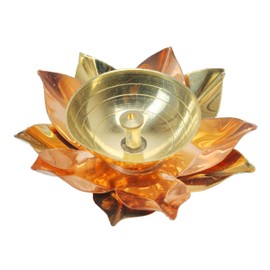 Small Diya Lotus Design Diya Deepak Pooja brass Diya Puja Item Brass Oil Lamp for Housewarming Indian Traditional New year Decoration Diya Lighting Accessories Items Pooja Kit Lanterns(Size:-2")