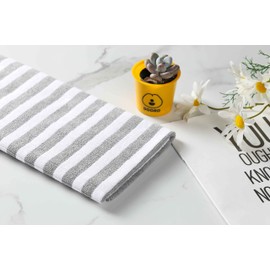gryeer 8 Pack Microfibre Tea Towels, Super Absorbent, Soft and Thick Kitchen Towels(400gsm, 117g/piece), Check designed with Hanging Loops, 65 x 45 cm, Grey