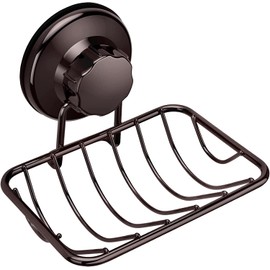 ARCCI Bar Soap Holder for Shower Wall, Stainless Steel Strong Vacuum Suction Cup Shower Soap Dish, Rustproof Wall Mouted Square Soap Sponge Holder Tray for Bathroom & Kitchen Sink, Bronze