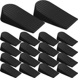 Frienda Paquete de 16 topes grandes de goma resistentes para la parte inferior de la puerta, tope de cuña para oficina en casa (negro)