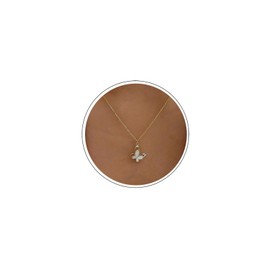 Atentuyi Boho Butterfly Pendant Necklace Gold Double Butterfly Necklace CZ Butterfly Opal Necklace Delicate Thin Chain Necklace Simple Necklace Jewellery for Women and Girls