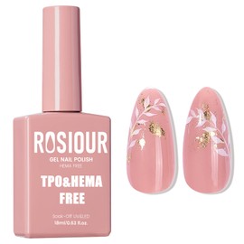 Rosiour TPO and Hema Free Pink Nude Gel Nail Polish- 18ml Hypoallergenic Non Toxic Nude Pink Nail Polish Gel, Long Lasting Soak Off UV Nail Polish for Manicure Nail Design Salon Home DIY