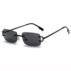 GIFIORE Rimless Rectangle Sunglasses Women Men Trendy Framless Sun Glasses Tinted Dark Grey Lens