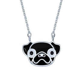 Katy Craig, Sterling Silver Pug Necklace, Black, Dog Lovers