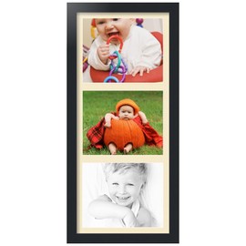 ArtToFrames Collage Photo Frame Single Mat with 3-8x10 Openings with Satin Black Frame and Cream mat.