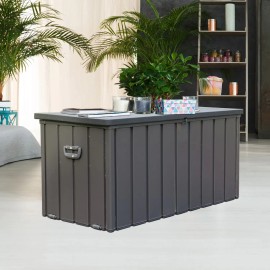 Large 100-Gallon Outdoor Storage Deck Box Waterproof Patio Storage Bin for Cushions Throw Pillows Garden Tools Lockable (DarkColor: as Pic Color