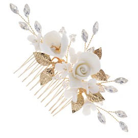 Minkissy Flower Elements Decorative Hair Comb for Women Elegant Floral Side Comb Wedding Accessory Bridal Headdress Lightweight Stunning Hair Decor for Parties Daily Wear